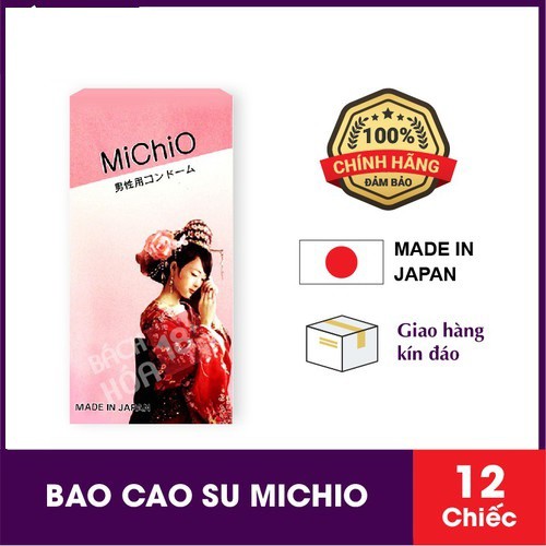 [CHÍNH HÃNG] Bao Cao Su MICHIO Nhật BẢN (12bao) BAO CAO SU MICHIO có gân - hương chuối - ôm sát cho cảm xúc thăng hoa