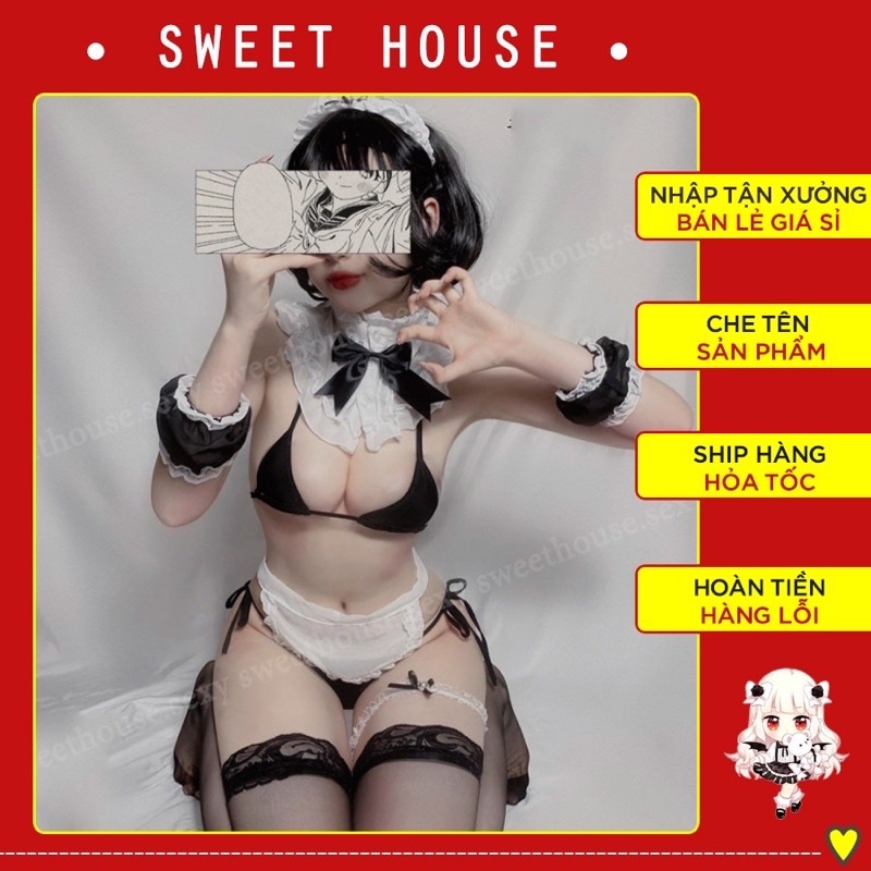 (mẫu mới) Cosplay Cô Hầu Gái Gợi Cảm - Sexy 2 Mảnh - Set Nội Y Quyến Rũ Sweet House HG02