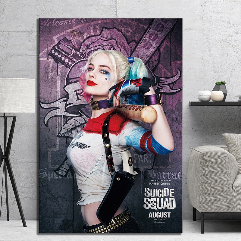 Tranh treo tường khung gỗ hình Harley Quinn Suicide Squad
