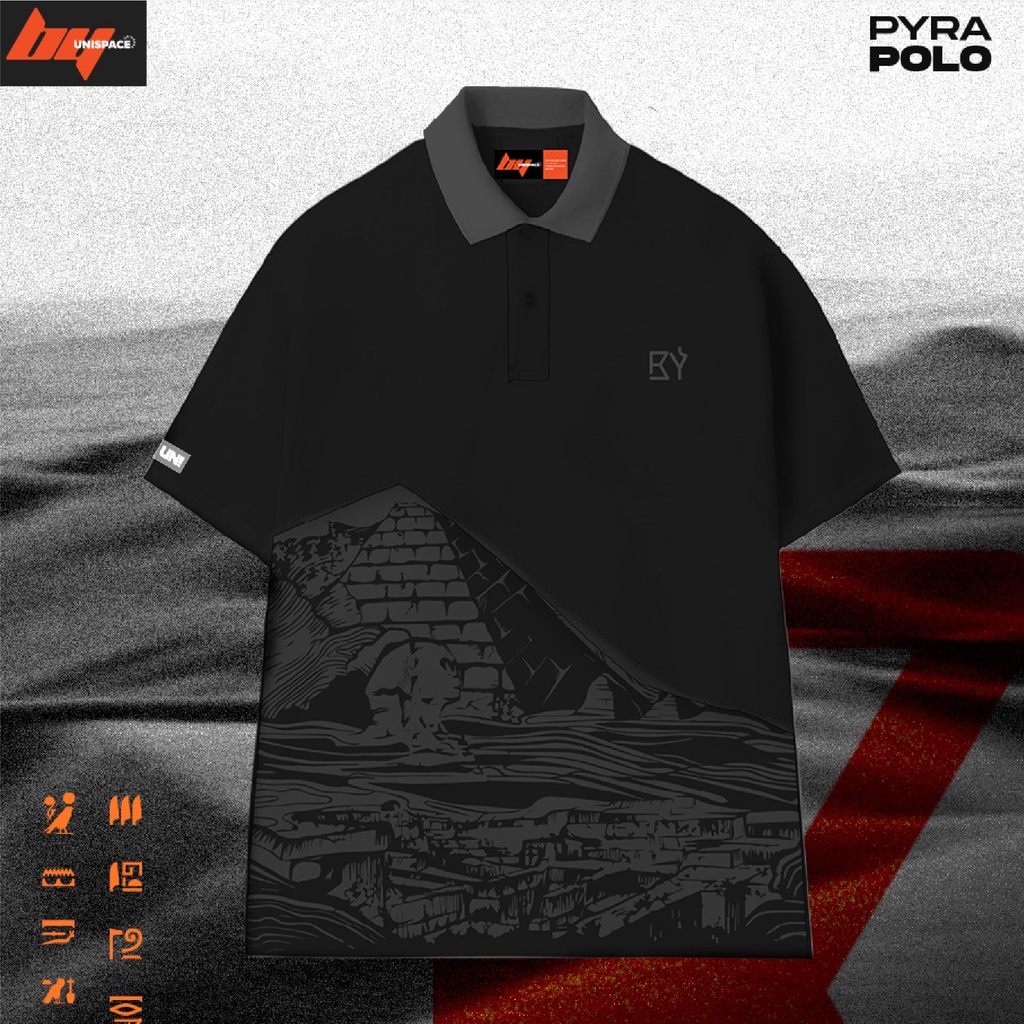 Áo polo local brand By Unispace tay lỡ form rộng unisex nam nữ cotton Pyra Ai Cập