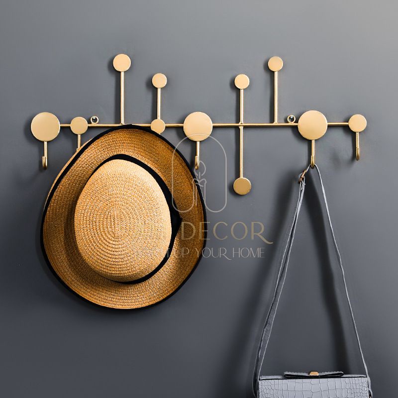 Móc treo quần áo, móc treo tường vàng sắt rèn decor trang trí tường sang trọng - AM Decor