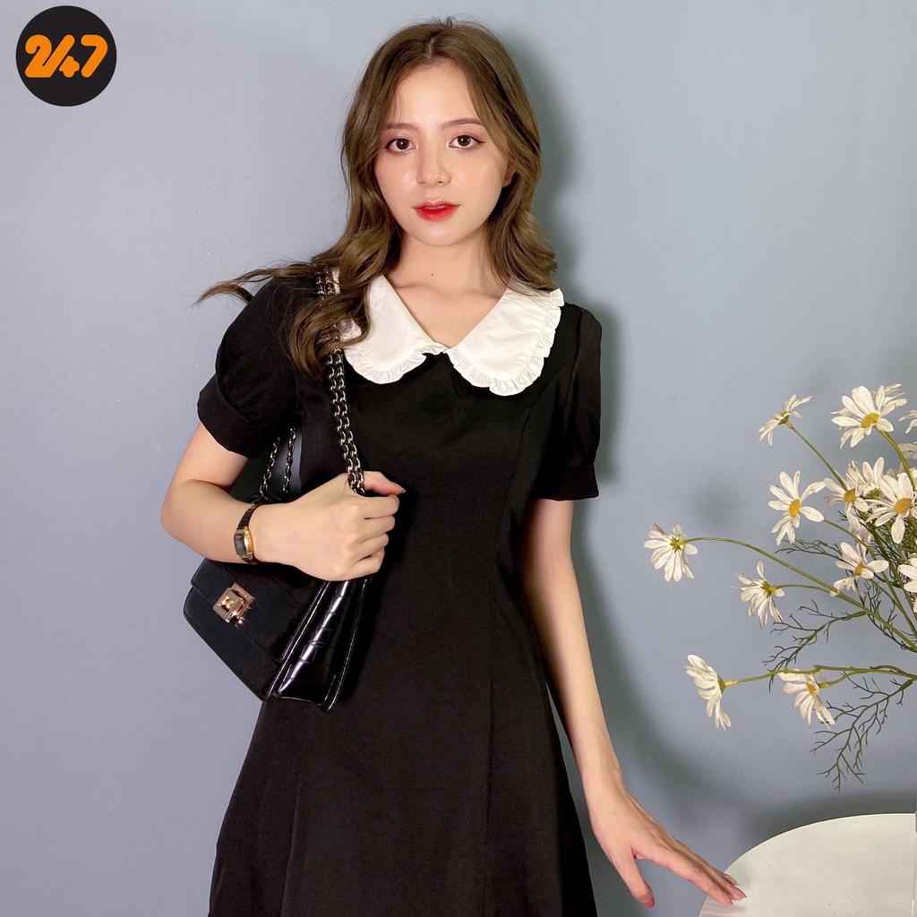 [Mã FAGREEN245 giảm 10% tối đa 30K đơn 99K] [SẴN] Váy Đen Cổ Bèo Trắng, ảnh thật ở cuối | BigBuy360 - bigbuy360.vn