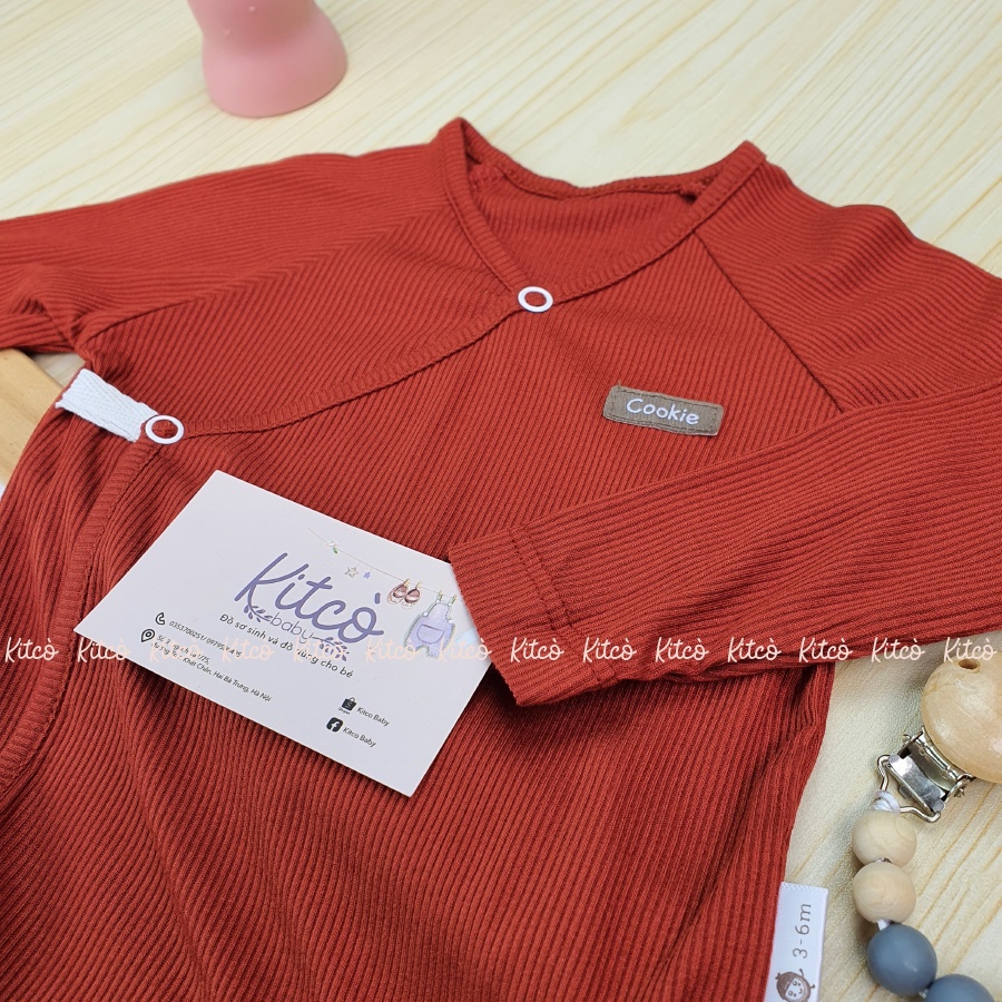 COOKIE Bodysuit dài tay vạt chéo