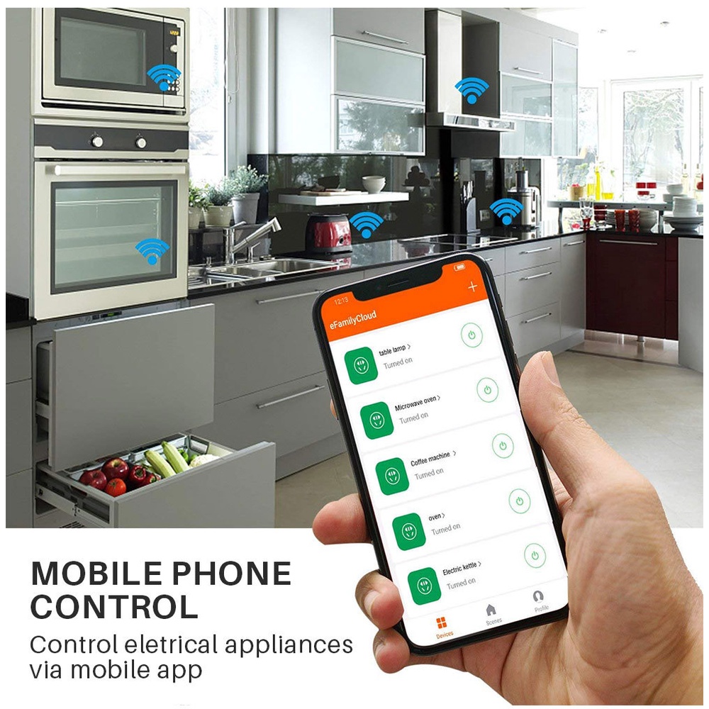 Ổ cắm thông minh Wifi điều khiển qua điện thoại, Tuya smart life, WS026, 3750W/15A, Hẹn giờ bật tắt, đo công suất