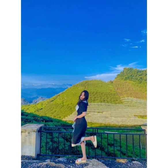 Váy tiểu thư dáng thon cao đính nơ trắng mina’s house. váy xinh hot trendy - babydoll