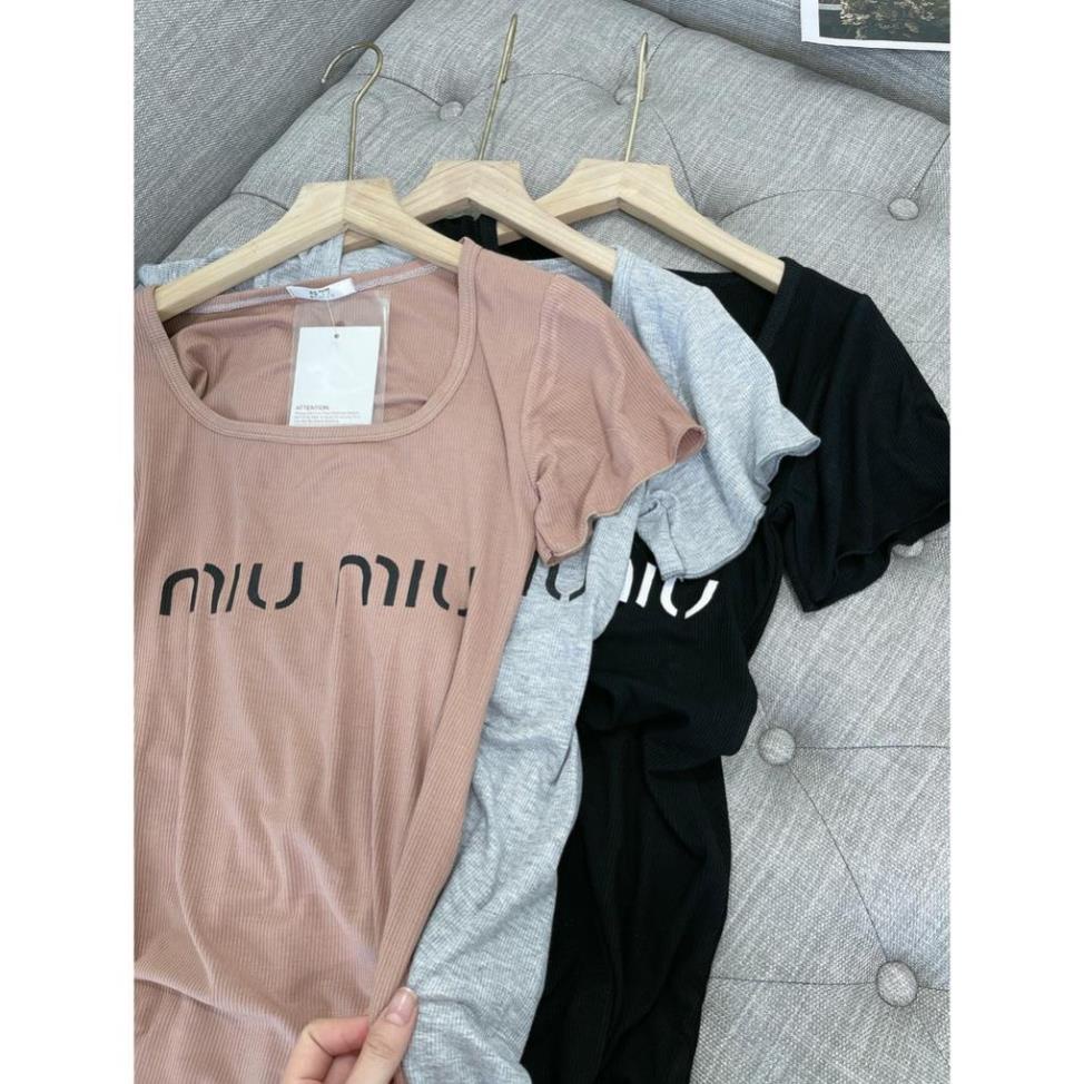 Váy Thun Nữ Cotton Miumiu Cổ vuông, Chất Thun Gân