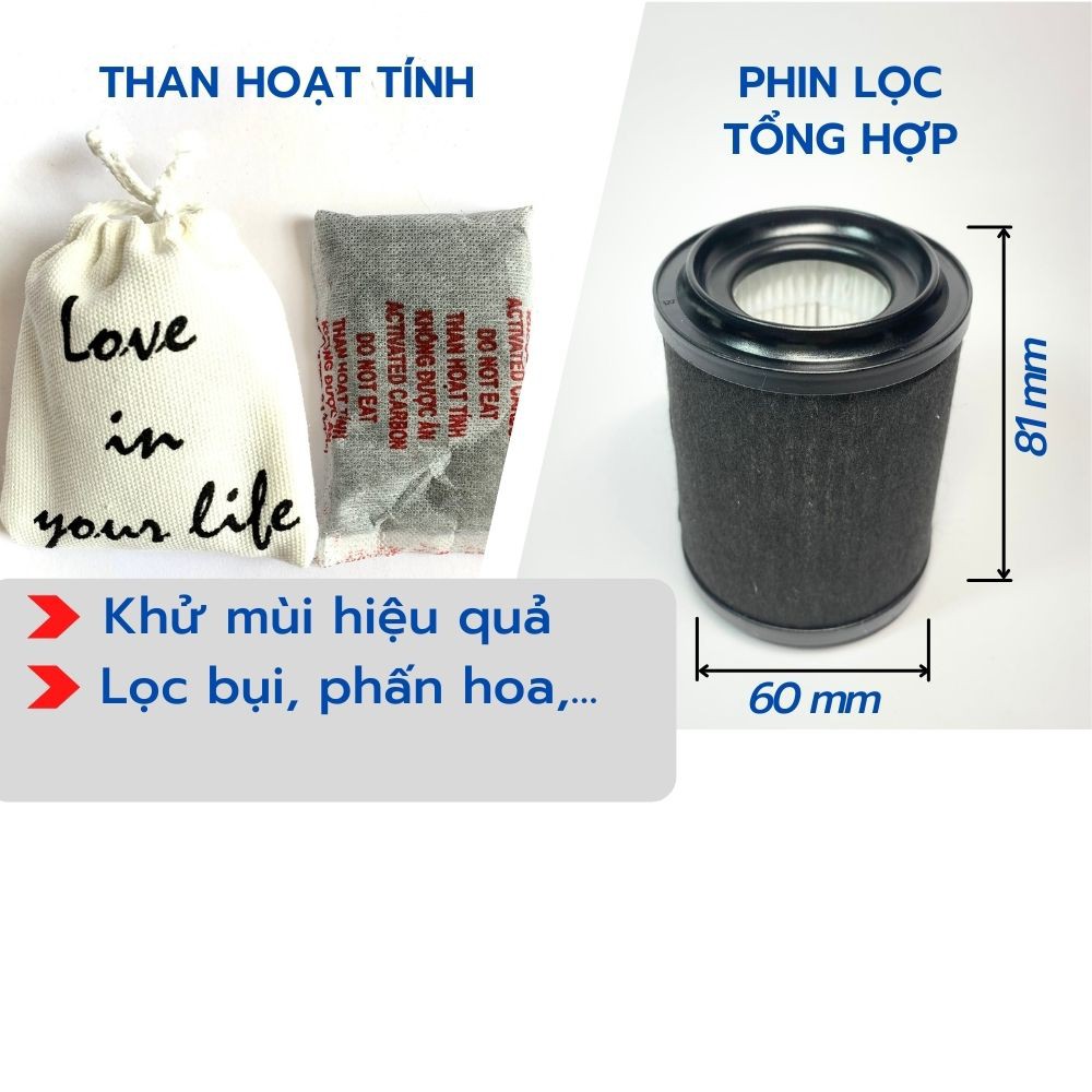 Máy Lọc Không Khí Ô Tô 🔷𝐅𝐑𝐄𝐄𝐒𝐇𝐈𝐏🔷 Ion Âm, Xông Tinh Dầu, Than Hoạt Tính Khử Mùi, Lọc Sạch 99% Bụi Mịn, Bảo Hành 24 Tháng