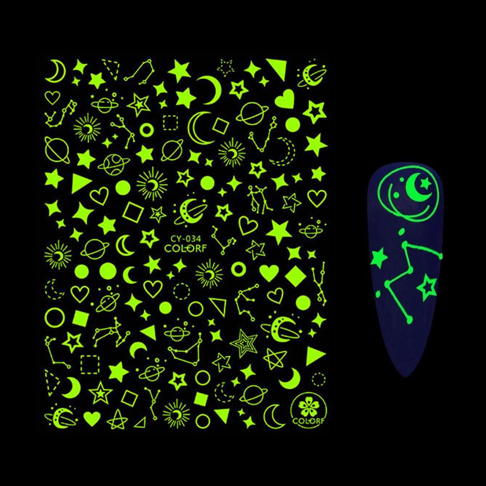 Miếng Dán Trang Trí Móng Tay Hình Trăng Sao Lấp Lánh