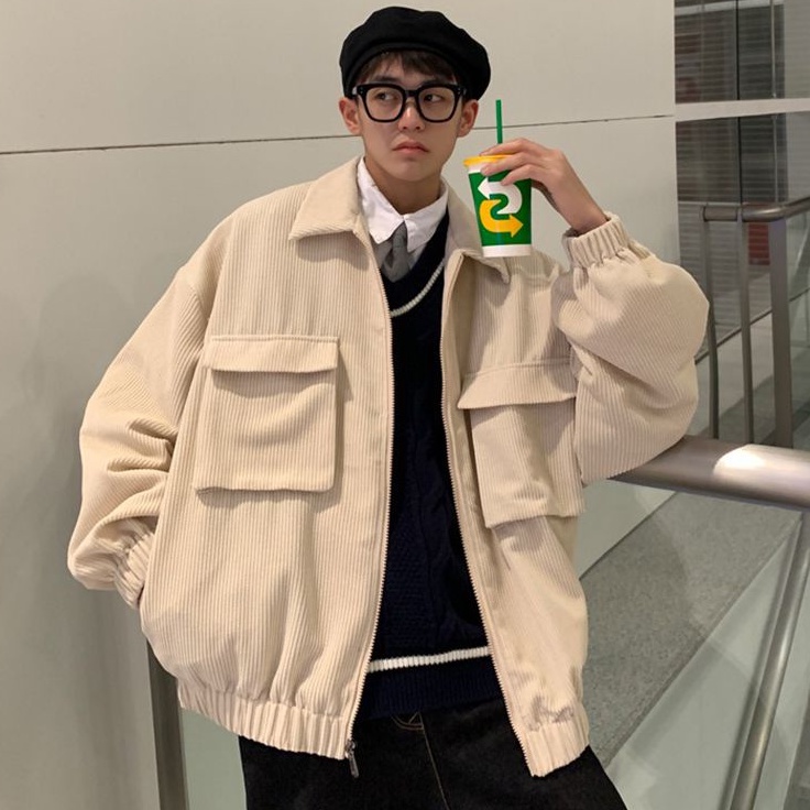 Áo bomber nam form rộng nhung tăm ulzzang hàn quốc, Áo khoác ngoài nam bomber varsity bóng chày oversize unisex học sinh
