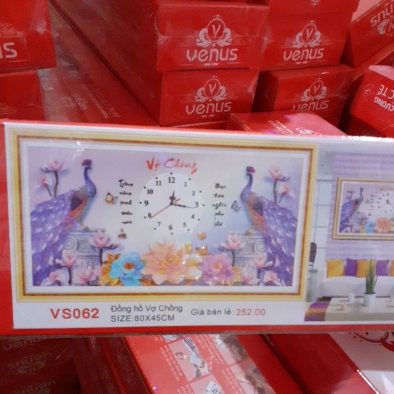 tranh đính đá đồng hồ vs062 (80×45)