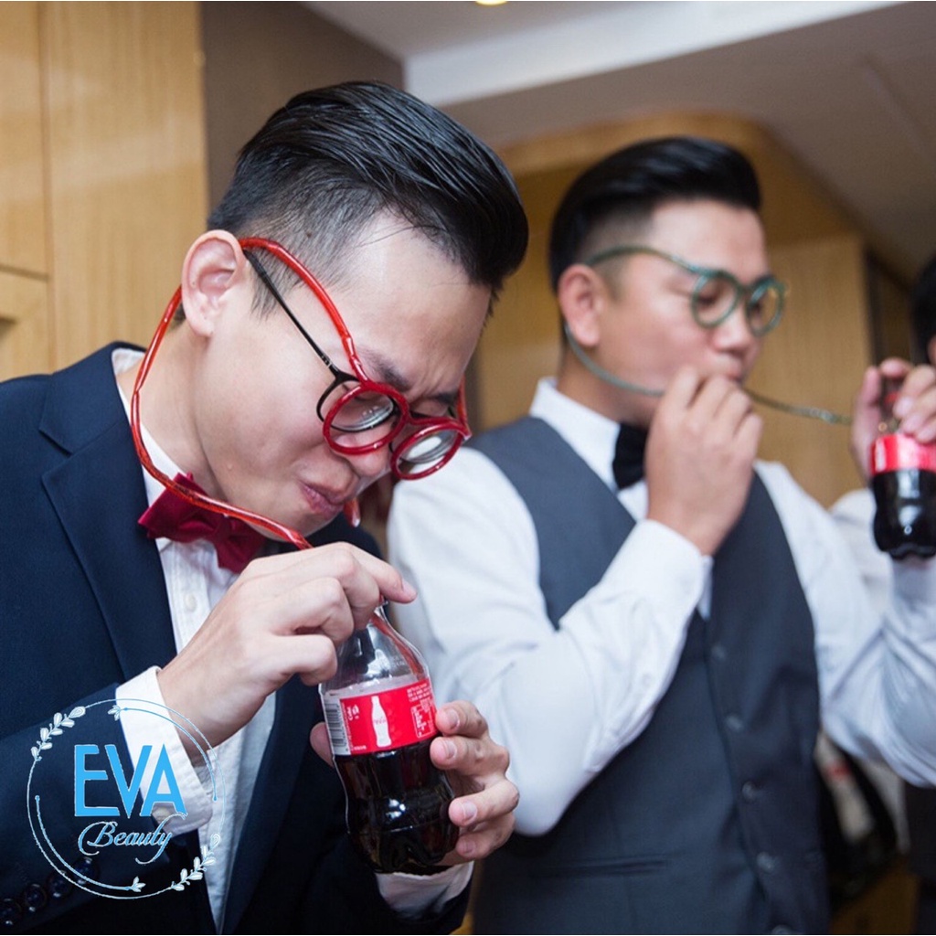 Combo 4 Ống Hút Mắt Kính Gọng Tròn - Sao - Tim - Vuông Cute Sáng Tạo M2394