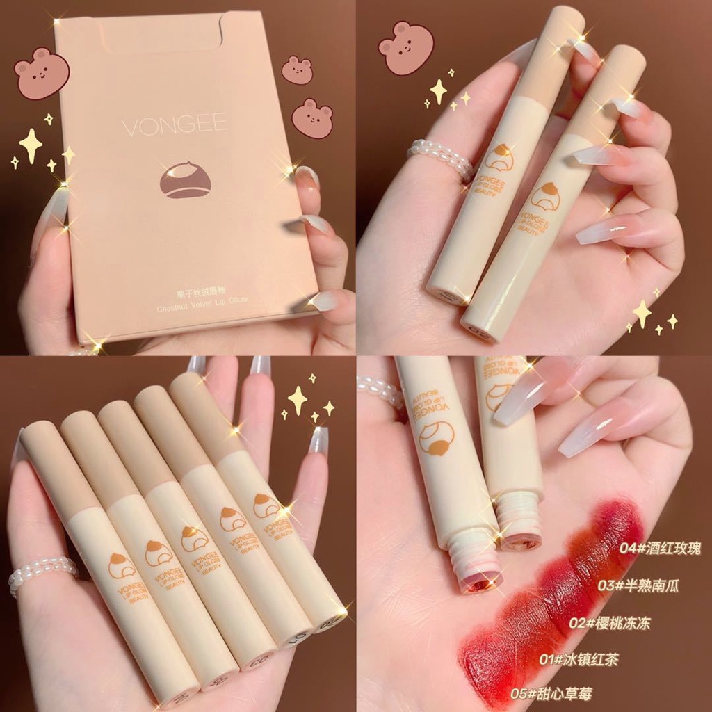 Set 5 thỏi son kem màu nhung lì lâu trôi không phai màu cho học sinh