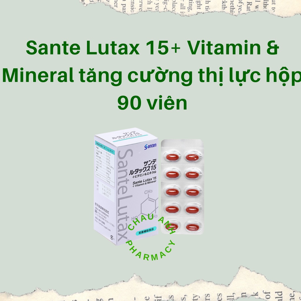 Sante Lutax 15+ Vitamin & Mineral tăng cường thị lực hộp 90 viên