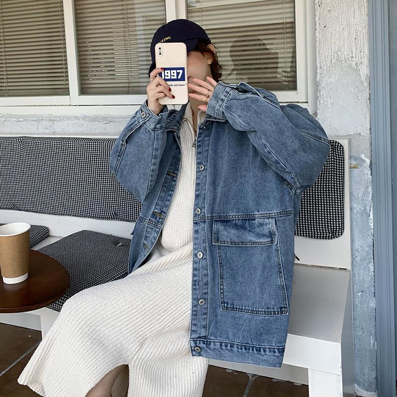 Áo khoác jean unisex, áo bò denim thời trang form rộng túi trước, phong cách Unisex