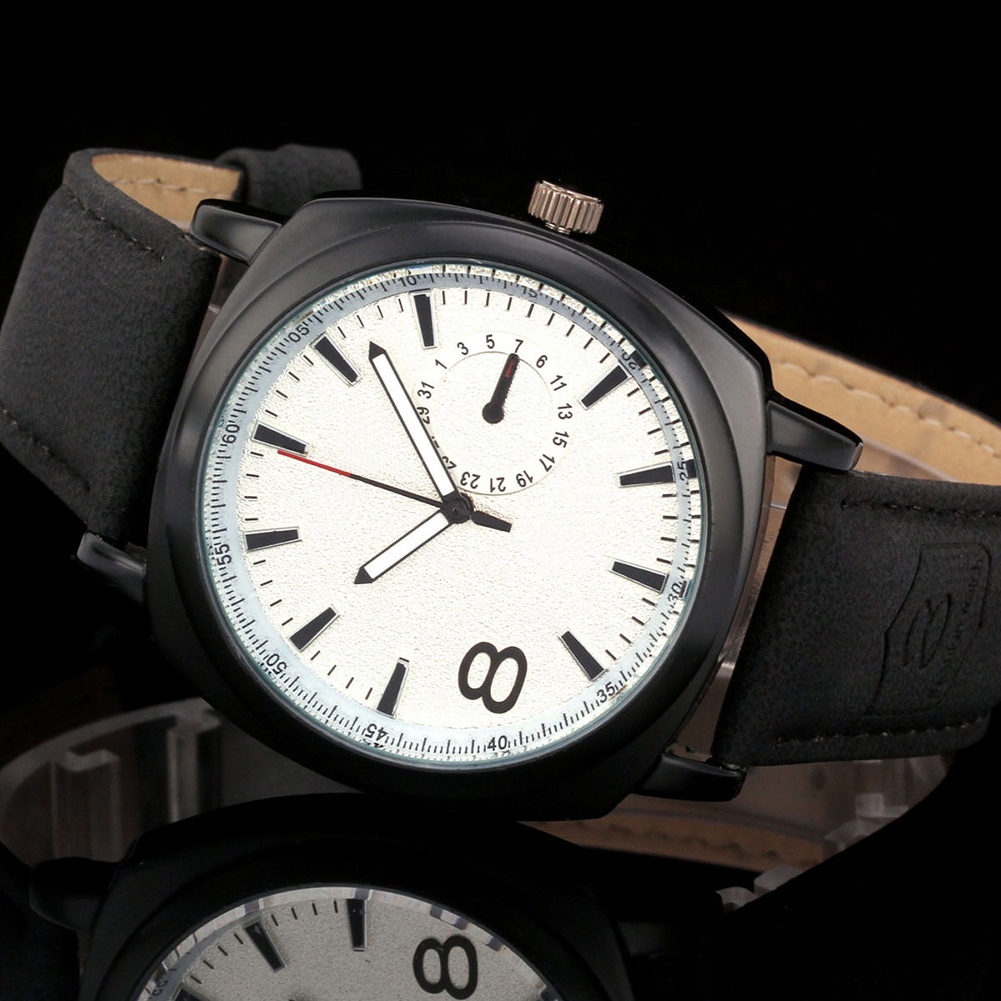 MACmk Men's Fashion Faux Leather Strap Sport Military Quartz Analog Wrist Watch
