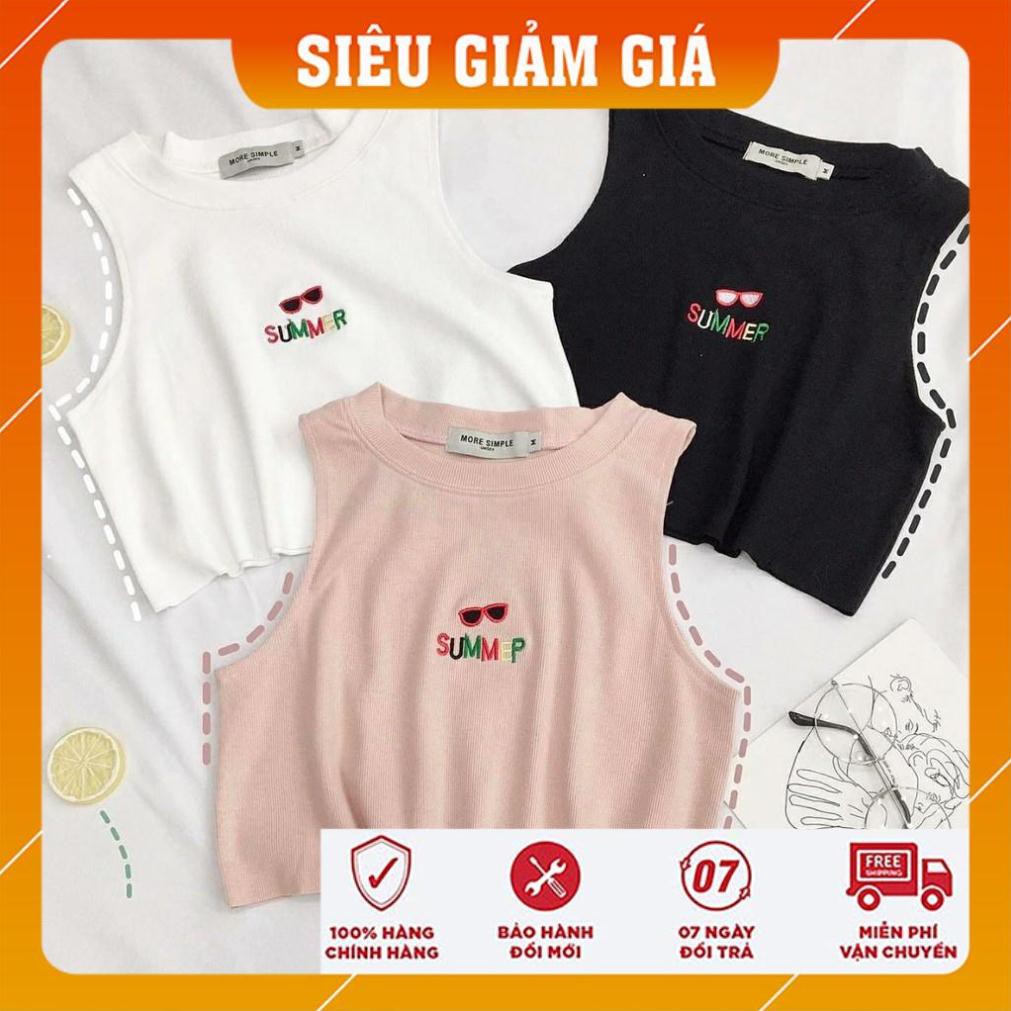 Áo Croptop Thêu SUMMER Ulzzang (3 Màu)