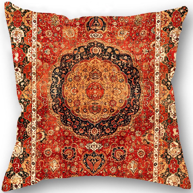 Vỏ gối sofa vải lanh họa tiết thổ cẩm phong cách vintage độc đáo 45x45cm
