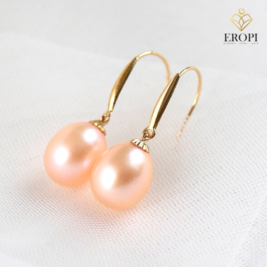 Bông tai ngọc trai Freshwater giọt lệ 9-10mm 18k