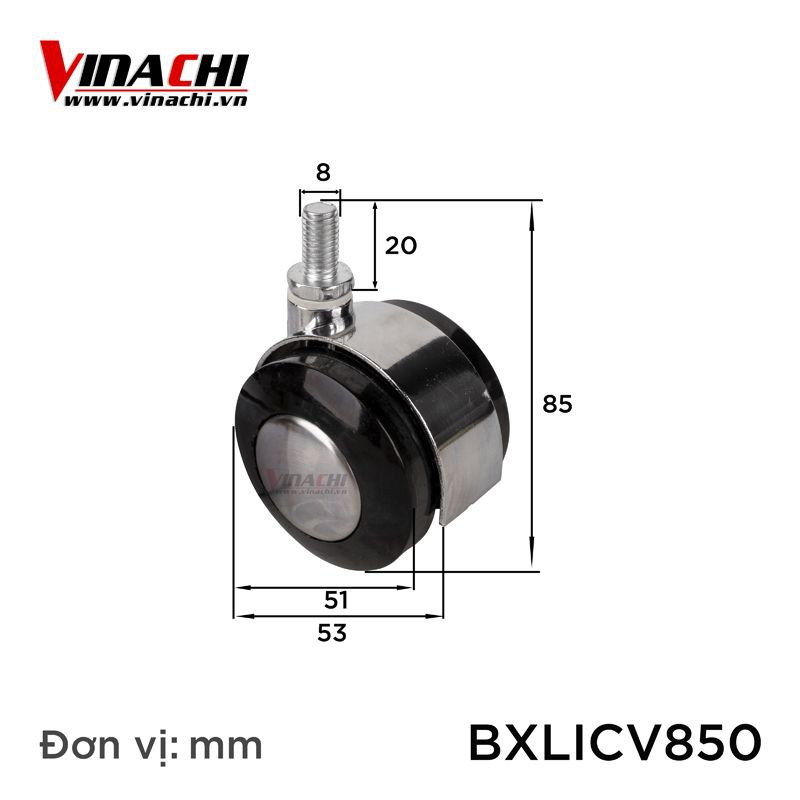 Bánh Xe Ghế Xoay - Bánh Xe Đẩy Hàng Chịu Lực Bánh Xe Ghế Xoay Văn Phòng Làm Bằng Inox Chốt Vặn - 1 Bánh