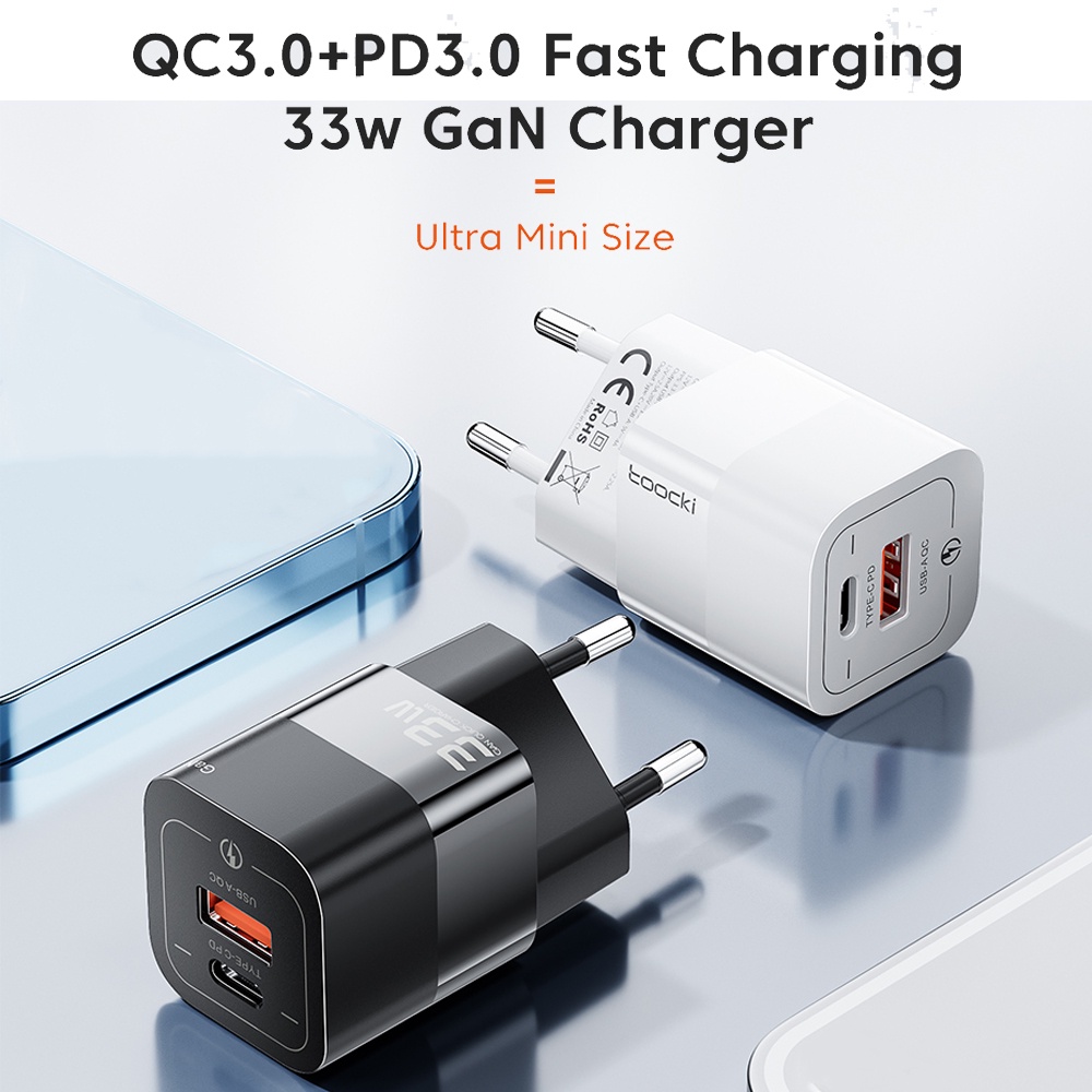Cốc Sạc Nhanh 33W Cổng USB + Type C Kép Hỗ Trợ Sạc Nhanh Cho Huawei Samsung