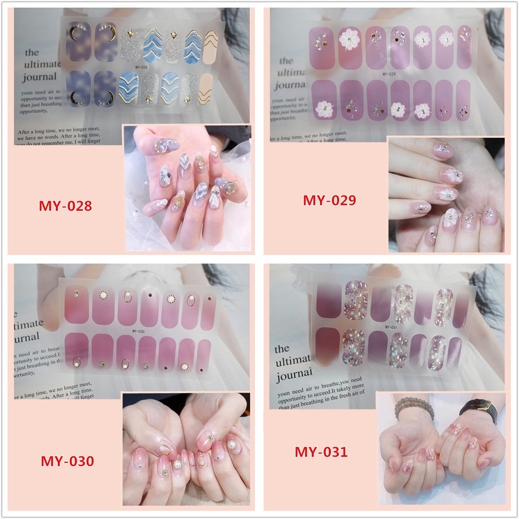 [Hàng mới về] Nhãn dán trang trí móng tay MY012-031 đính đá/ngọc trai giả 3d màu gradient quyến rũ sành điệu