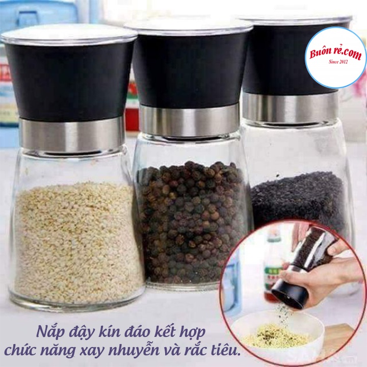 Lọ xay tiêu 2 in 1 bằng thủy tinh tiện dụng, hữu ích - br00621