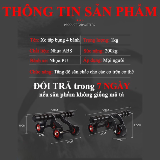 Con lăn tập bụng, Con lăn tập bụng 4 bánh kèm thảm