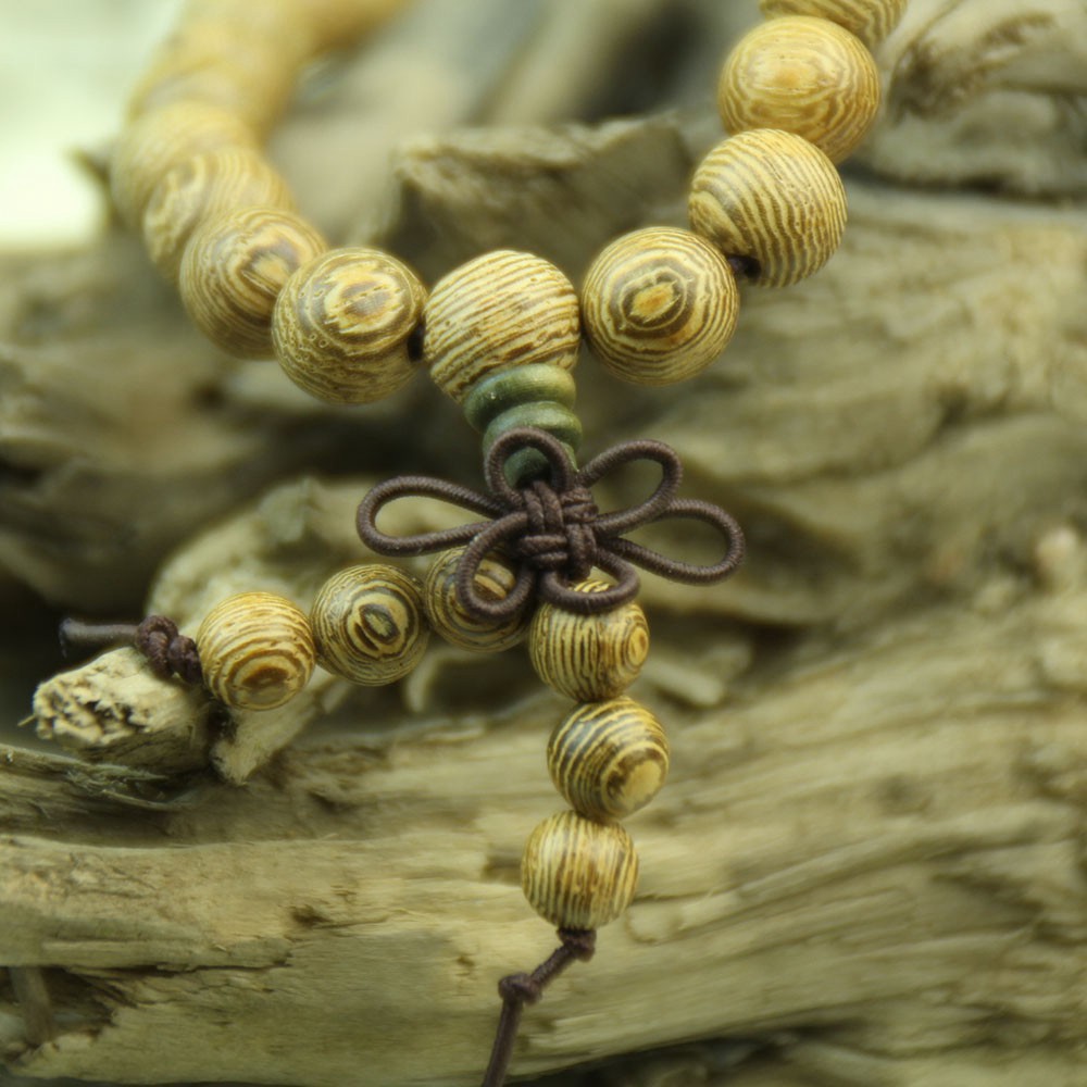 ((HOT )) Chuỗi 108 hạt đeo tay bằng gỗ mân tự nhiên thiết kế nhiều vòng độc đáo