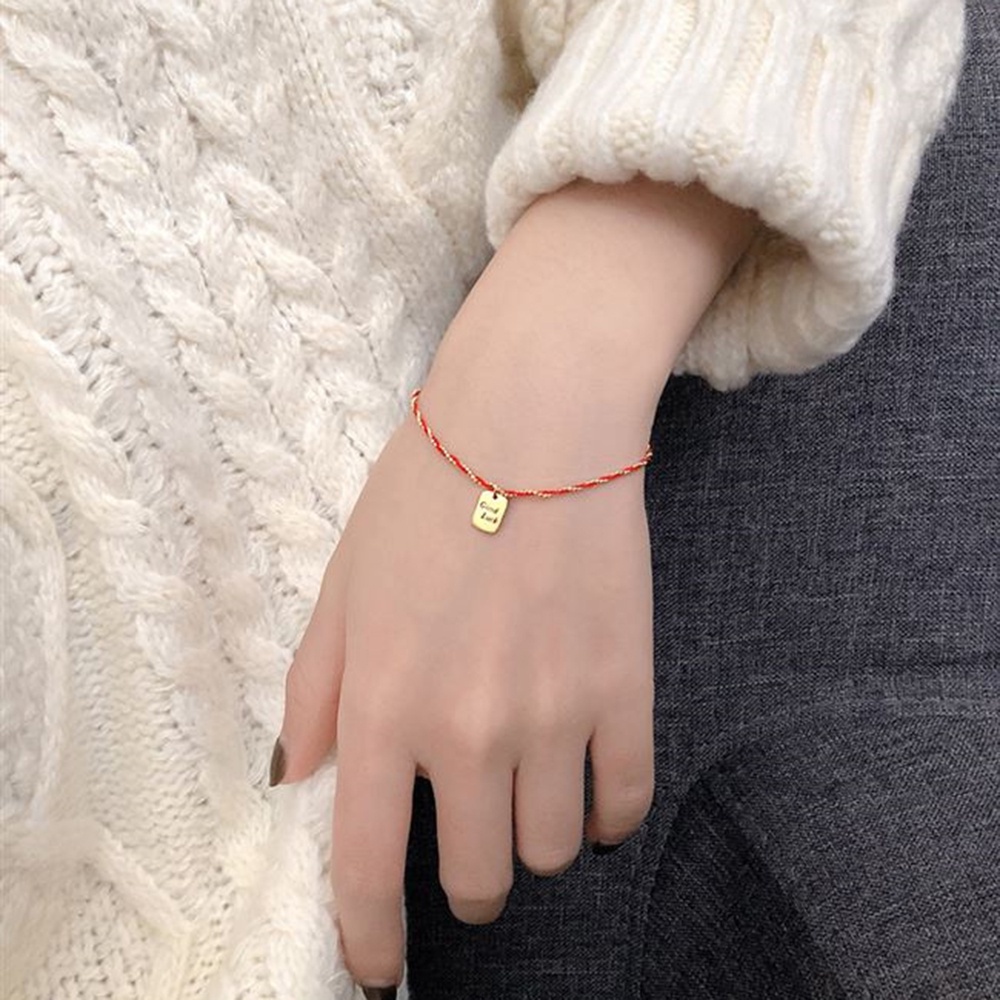 Vòng Tay Dây Đỏ May Mắn Thời Trang Retro Cho Nữ