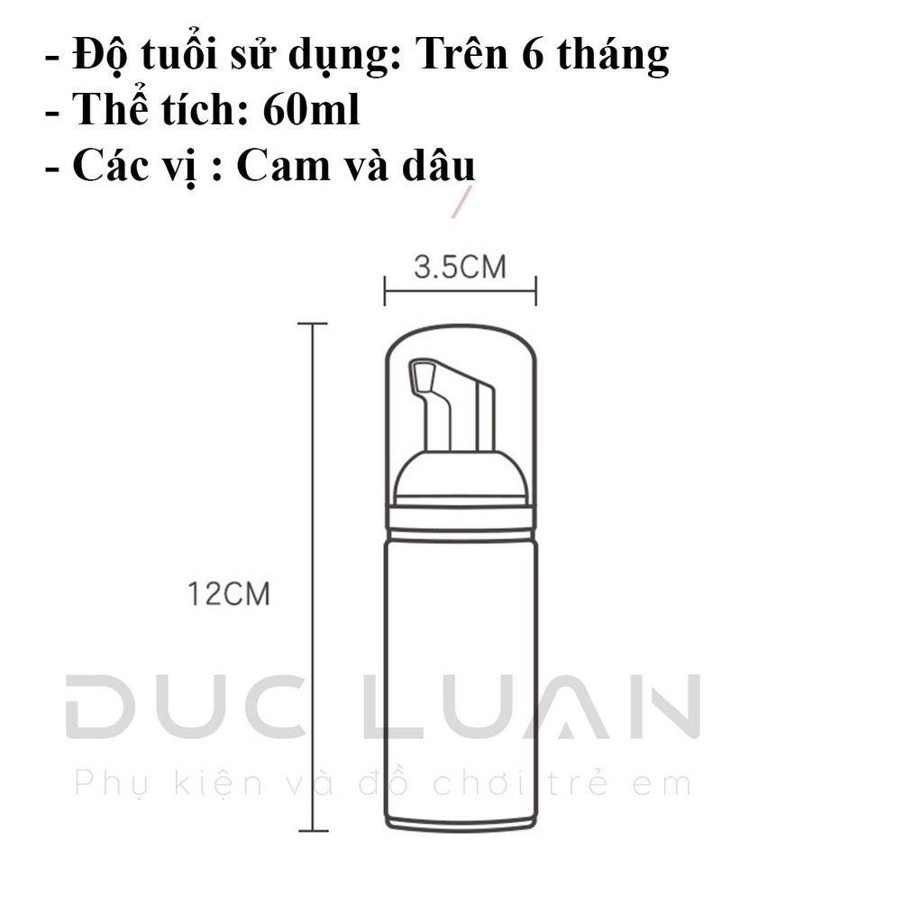 Kem đánh răng tạo bọt chống sâu răng cho bé - Bổ sung men vi sinh có thể nuốt - Cho trẻ hơn 8 tháng - 60ml