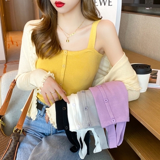 Áo hai dây màu trơn dệt kim gợi cảm cho nữ