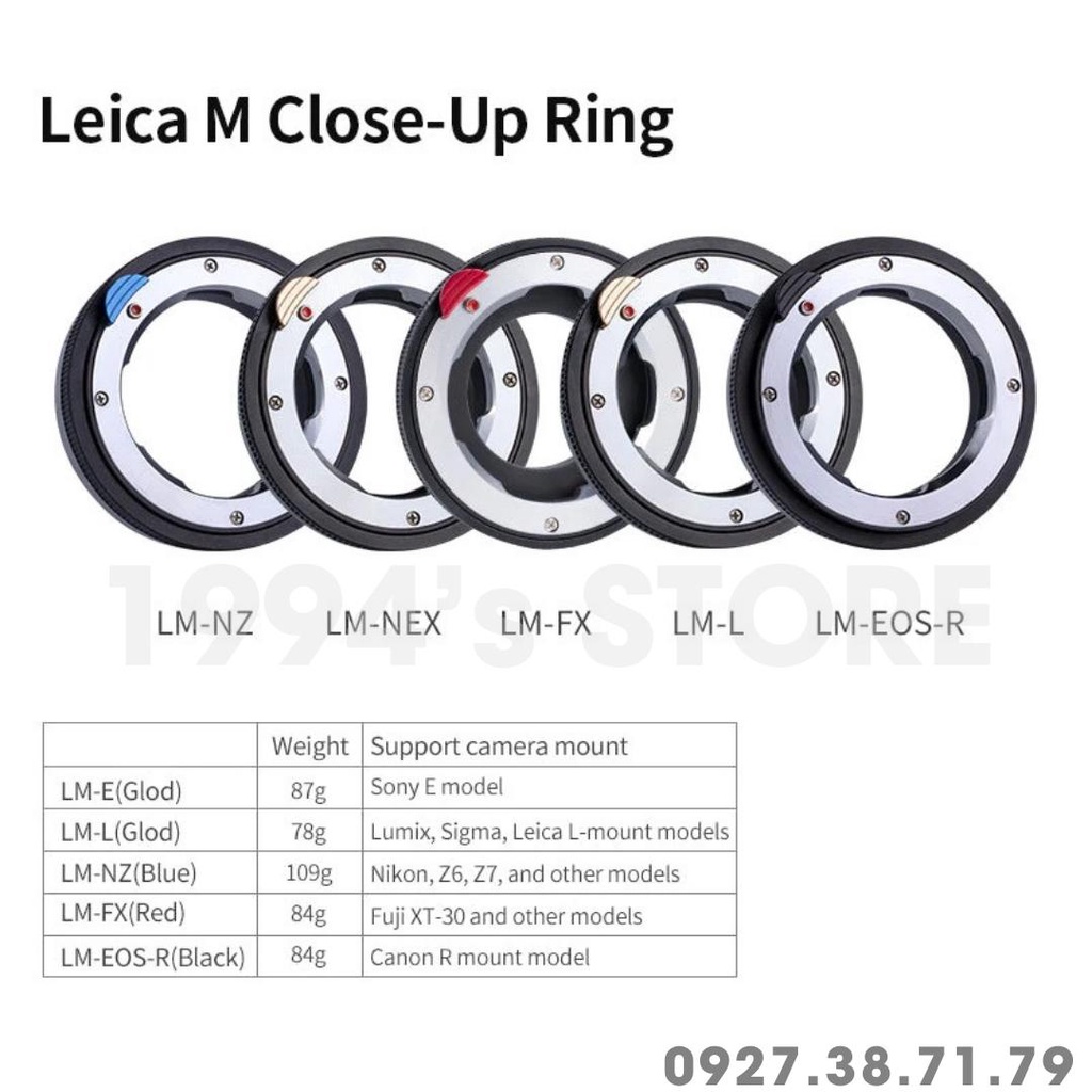 Ngàm chuyển 7Artisans Close Up Focus - Adapter Ring cho Lens Ngàm Leica M dùng cho Sony, Leica L, Nikon Z, Canon R, Fuji