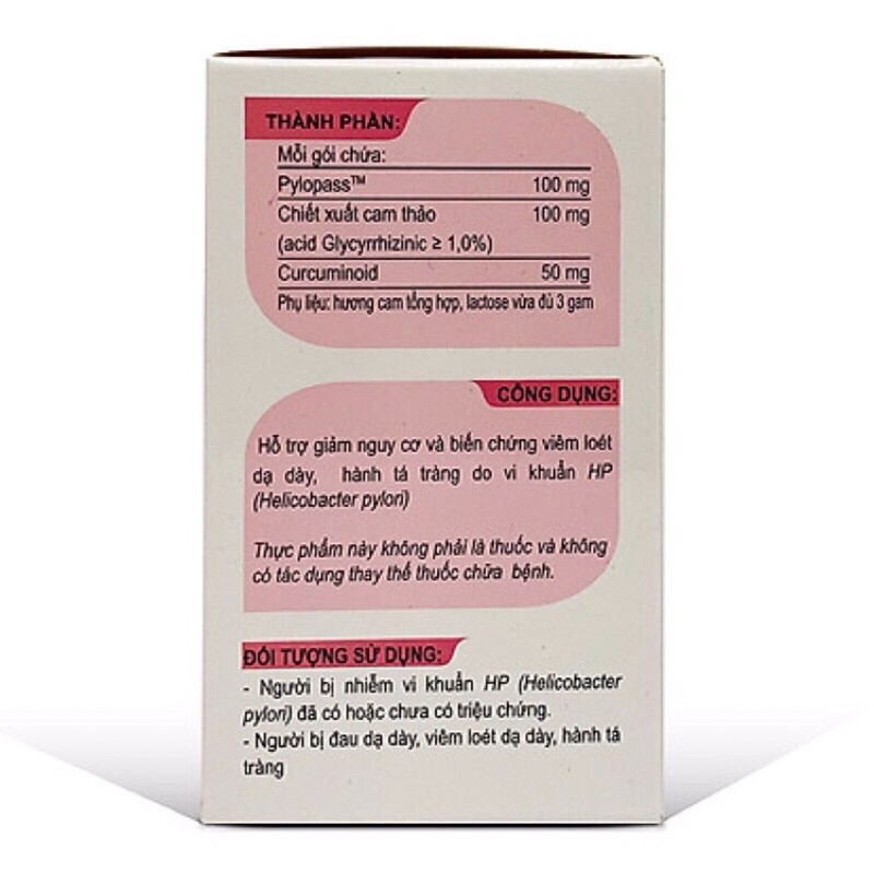 Thực phẩm bảo vệ sức khoẻ DeHP thải trừ vi khuẩn HP gây loét dạ dày hộp 20 viên