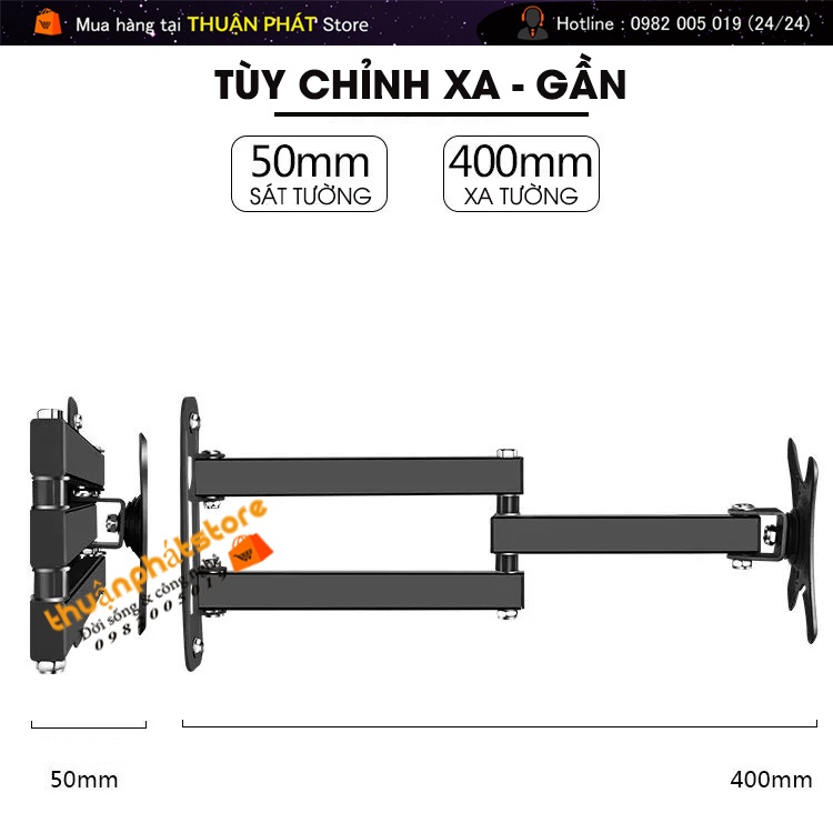 GIÁ TREO MÀN HÌNH MÁY TÍNH GẮN TƯỜNG 17 - 32 INCH XOAY 360 ĐỘ S-100