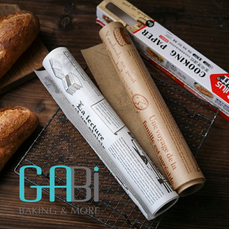 Giấy nến thấm dầu hoạ tiết tờ báo 30cm*8m lót nồi chiên không dầu