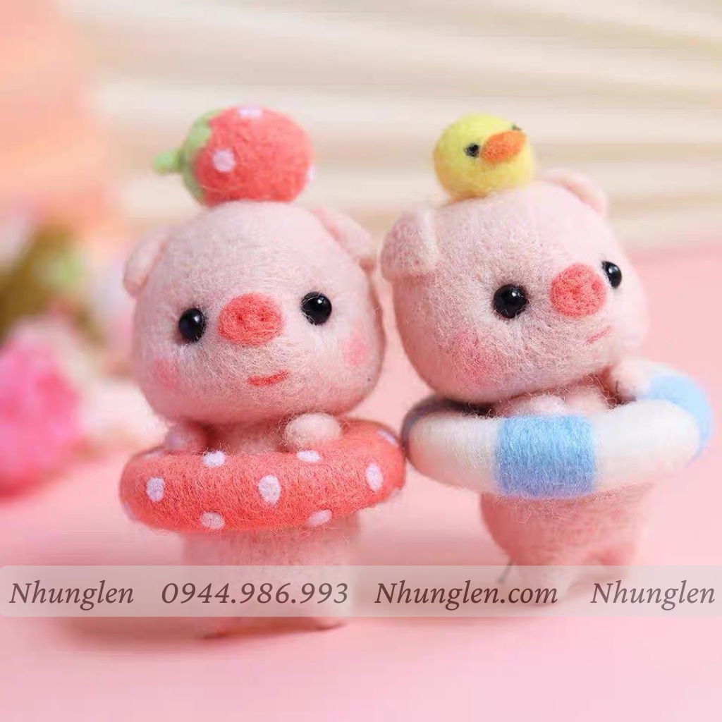 [MỚI] 16 mẫu len chọc Lợn Tắm Biển - Quà tự tay làm, DIYs có hướng dẫn - Needle felting Pig