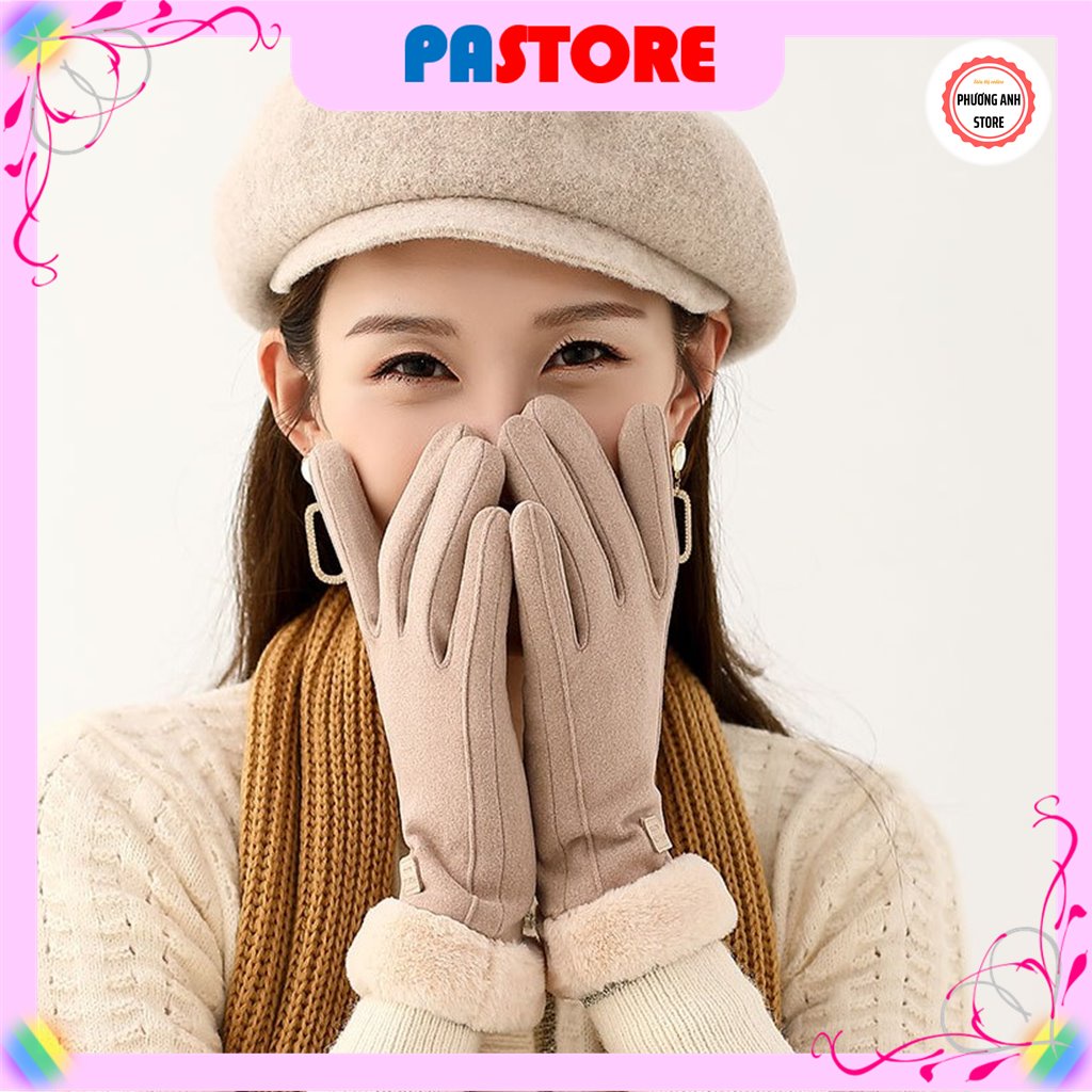 Găng Tay Nữ Lót Lông, Găng Tay Nữ Da Lộn Có Cảm Ứng Mềm Mịn Phong Cách Hàn Quốc Siêu Ấm Hot Trend 2022 -  PASTORE