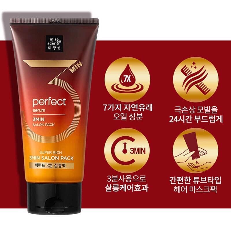 Dầu xả ủ tóc serum Mise En Sciene Perfect Serum 3MIN Salon Mask Pack