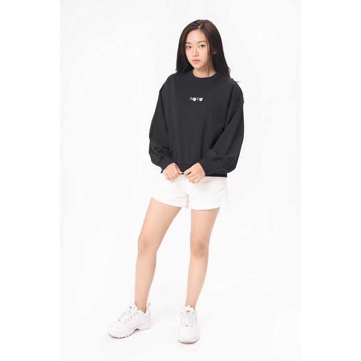 Áo Sweatshirt Nữ BOO Nỉ Không Mũ Dáng Rộng, Tay Phồng Nữ Tính Thêu Logo 2020