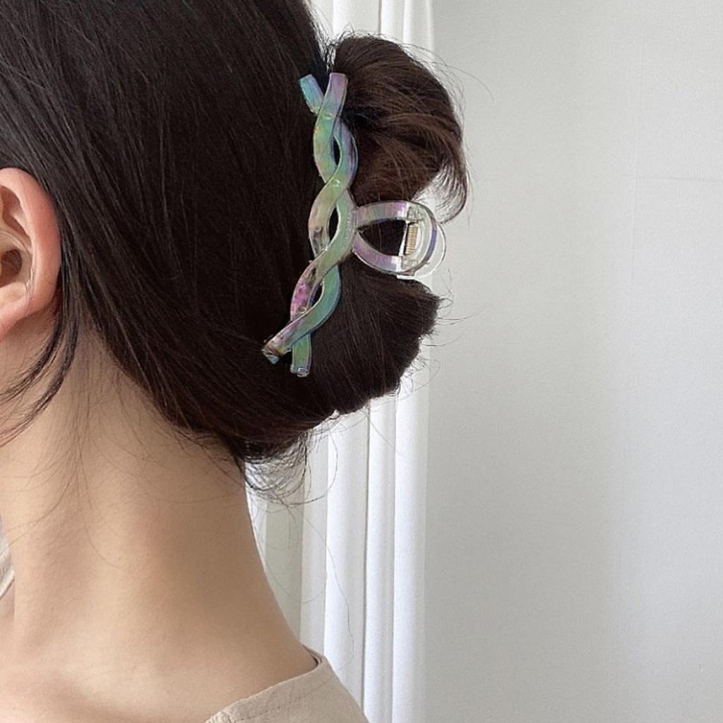 Kẹp Tóc Trong Suốt Họa Tiết Hình Học Cho Nữ