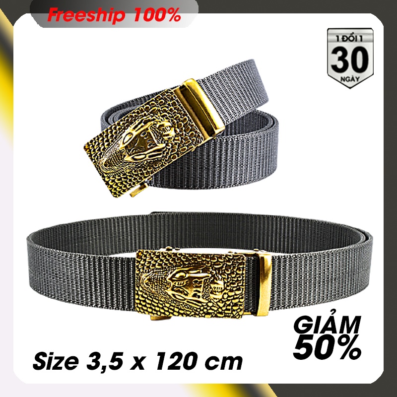 Thắt lưng nam tự động cực đẹp - đồng giá 99k - Hình đầu cá sấu - Khóa kim loại - dây vải dù phượt - Nhiều màu - Kèm