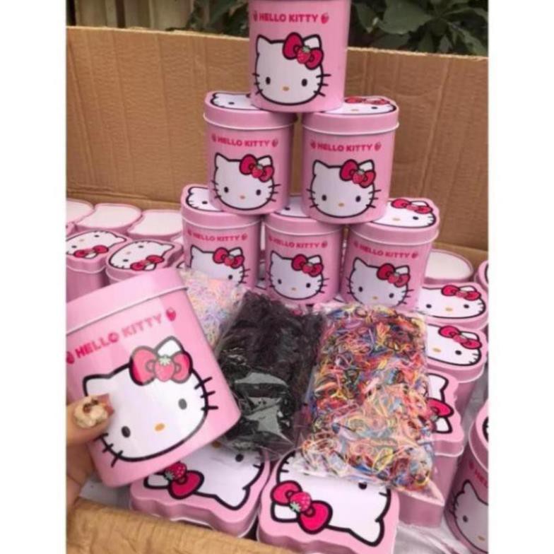 Hộp dây chun buộc tóc hello kitty 2000 dây siêu hót