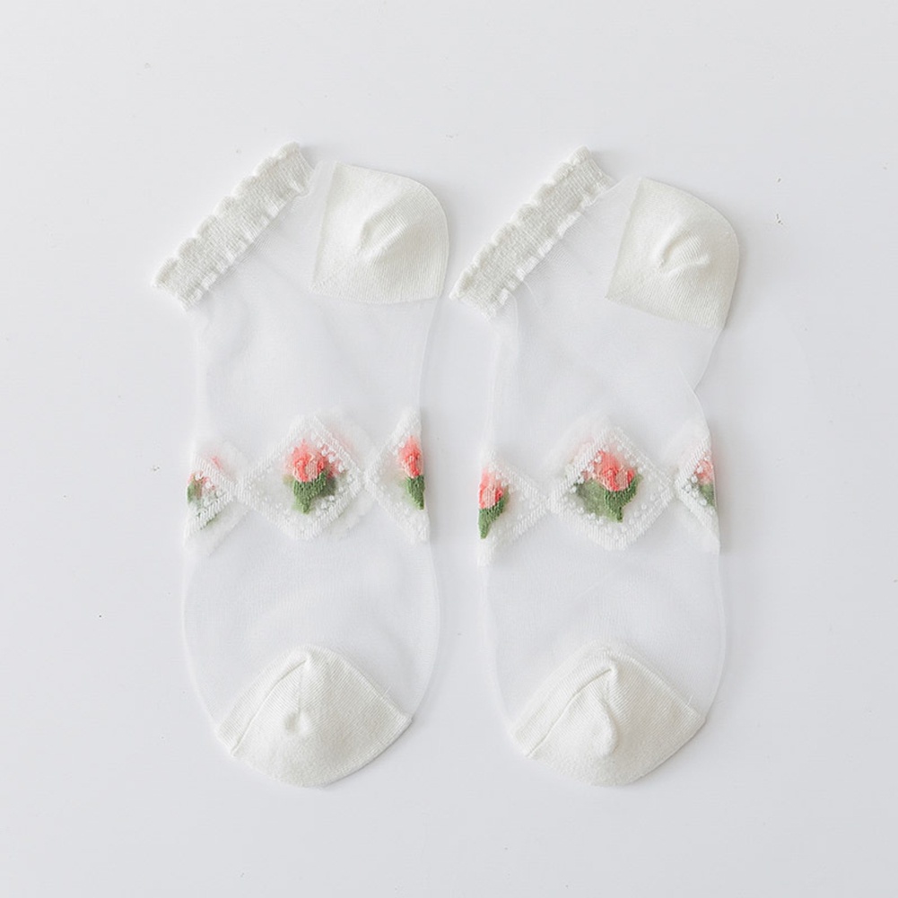 1 Đôi Vớ Ren Ngắn Chống Trượt Thời Trang Cho Nữ