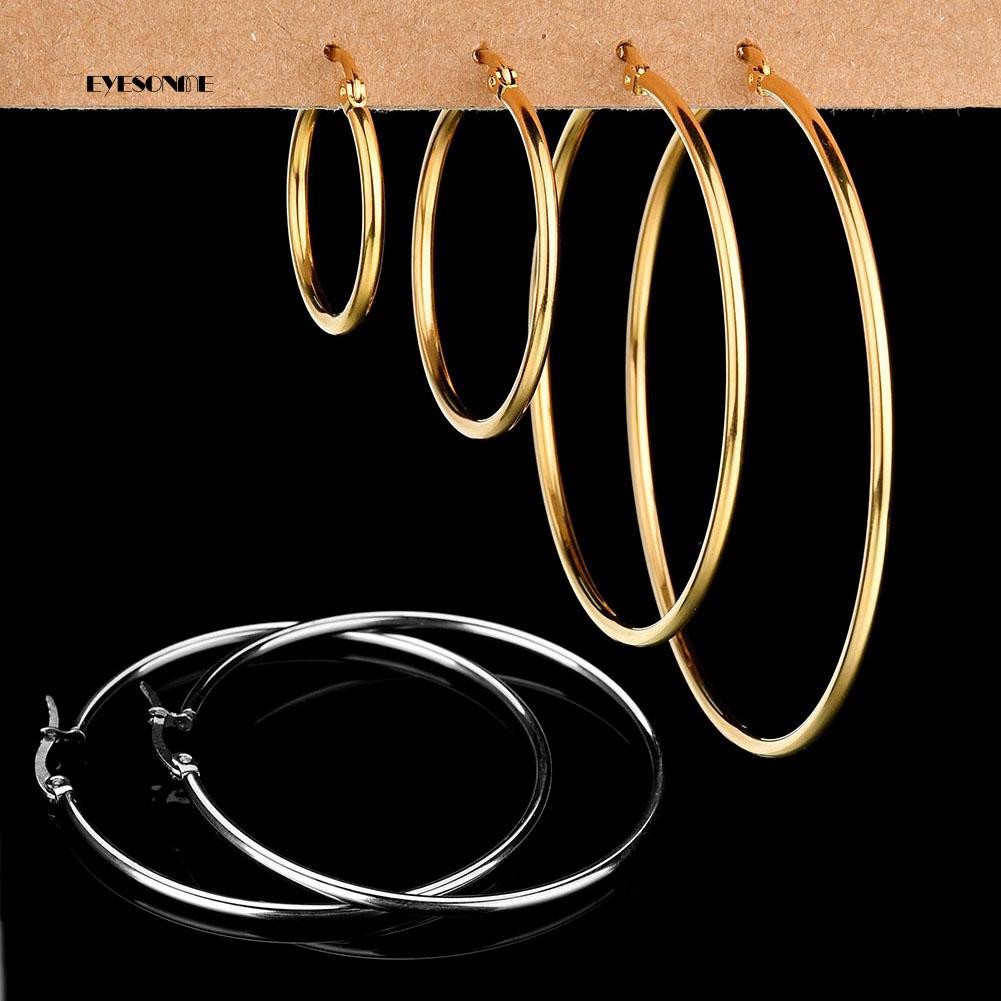 ♟Khuyên Tai Tròn Lớn Bằng Thép Không Gỉ Độc Đáo Cho Nữ