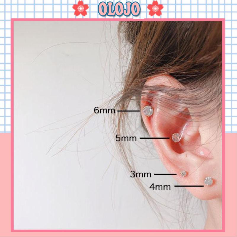 Bông Tai Đính Đá Zircon Bằng Thép Siêu Sáng
