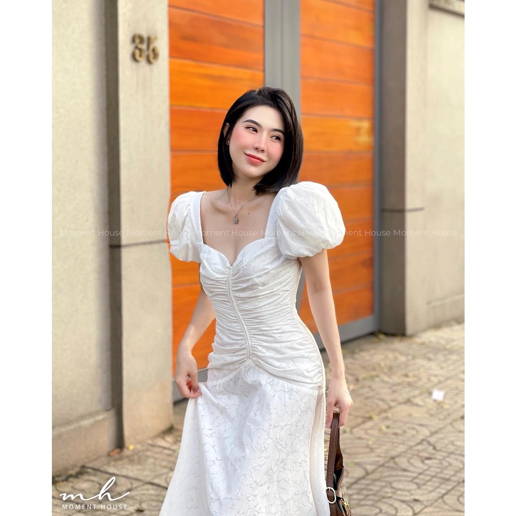 MILA DRESS - đầm xanh dương có tay dáng dài, hàng thiết kế cao cấp, lên form cực chuẩn