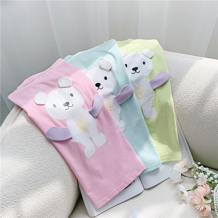 Đầm dài vừa phải họa tiết hoạt hình thời trang mùa hè 2022 dành cho bé gái