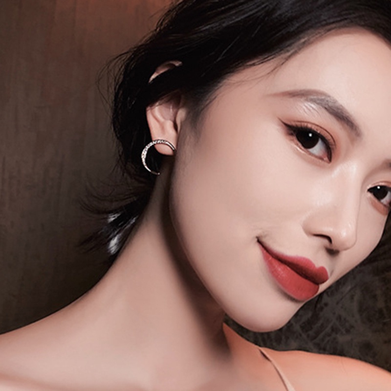 Dongdamen Bông Tai micro Thủ Công Đính Kim Cương Đầy Sao Và Mặt Trăng Sang Trọng Thanh Lịch Siêu Thơ Mộng YR