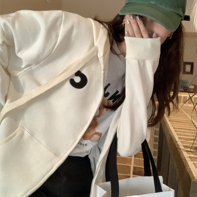 SUXI Áo Hoodies Nữ Màu Trơn Thời Trang Hàn Quốc Mới