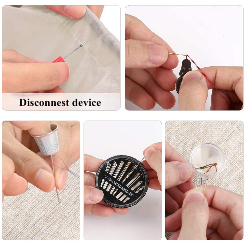 Túi 128 món dụng cụ khâu may có kim khâu và chỉ thêu nhiều màu nhỏ gọn đa năng